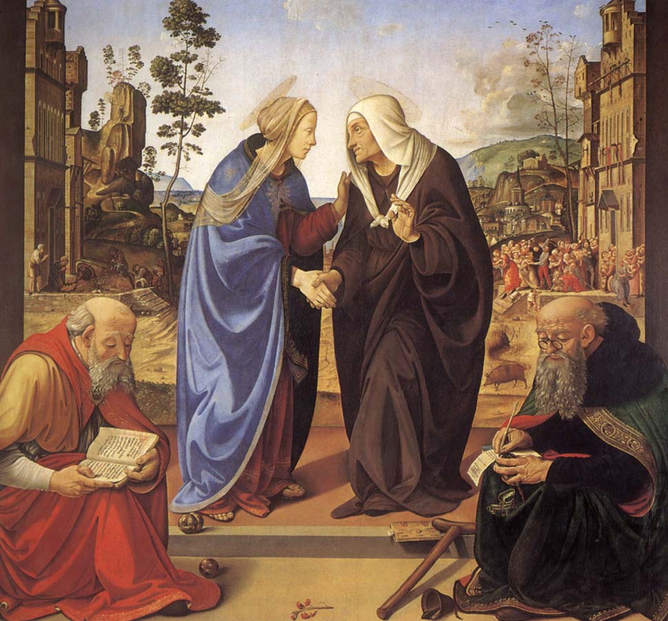 Virgin Marie besokelse with St. Nicholas and St. Antonius